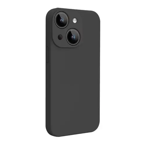 Husa Lemontti Liquid Silicon MagCharge compatibila cu iPhone 15 Plus, Negru, protectie 360 grade, material fin, captusit cu microfibra