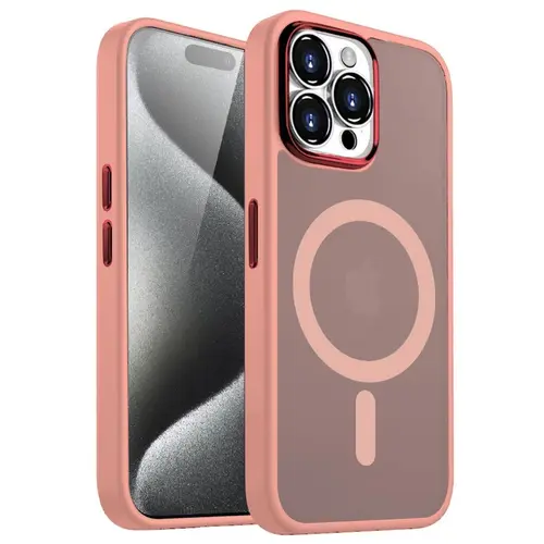 Husa Lemontti Guardian Magsafe compatibila cu iPhone 15 Pro, Transparent/ Roz