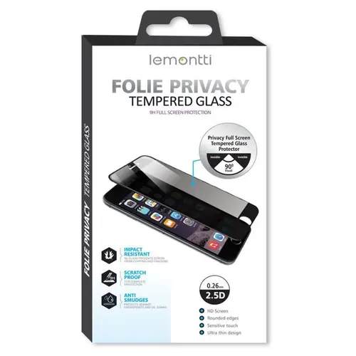 Folie Lemontti LEMFSPFFIXVPL Sticla Privacy Full Fit compatibila cu iPhone 15 Plus (Negru)