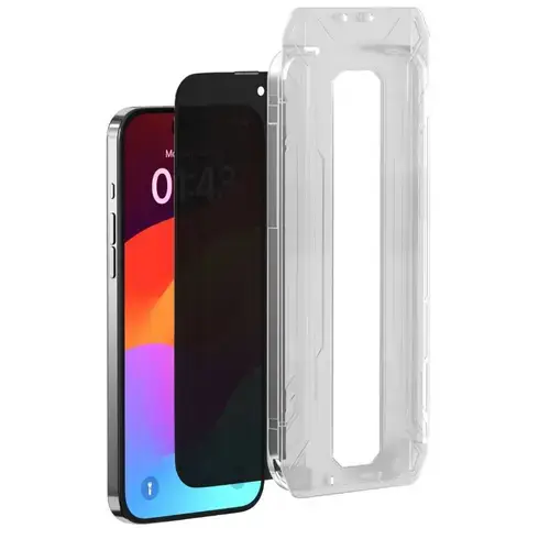 Folie Sticla Devia  Van Series Full Privacy compatibila cu iPhone 15 Pro, cu kit montare (Negru)