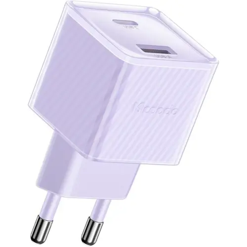 Incarcator Retea Dual Port Type-C si USB-A Mcdodo Dichromatic, Fast Charging PD 33W (Mov)