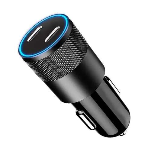 Incarcator auto Lemontti Fast Charge Type-C + Type-C, PD, 60W (Negru)