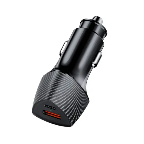 Incarcator auto Lemontti Fast Charge 48W, USB 3.0 si Type-C, PD (Negru)