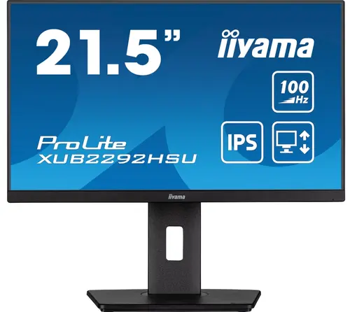 Monitor IPS LED Iiyama 21.5inch XUB2292HSU-B6, Full HD (1920 x 1080), HDMI, DisplayPort, Boxe, Pivot, 100 Hz, 0.4 ms (Negru)