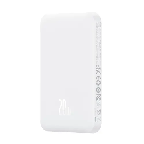 Acumulator extern Baseus Magnetic Mini, incarcare Wireless, 5000mAh, 20W, Power Delivery, 1x USB-C (Alb)