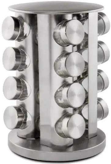 Set 16 recipiente condimente cu suport Zokura Z1009 (Inox)