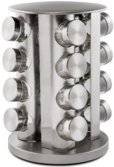 Set 16 recipiente condimente cu suport Zokura Z1009 (Inox)