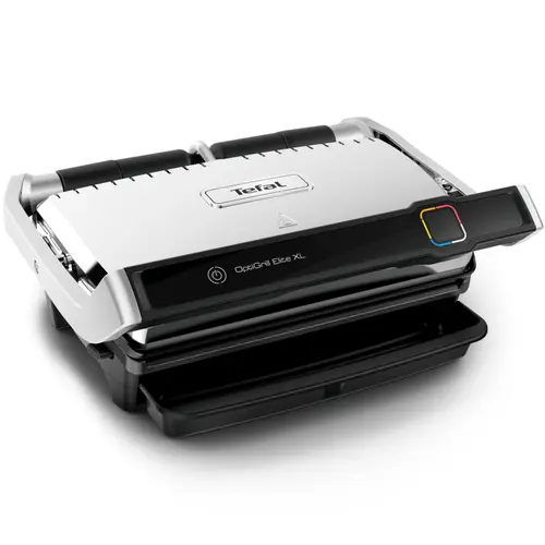 Gratar electric Tefal OptiGrill Elite XL GC760D30, 2200 W, 16 programe de gatit, senzor de gatire, indicator pentru nivelul de gatire, placi 40x20cm, termostat reglabil, negru/ inox