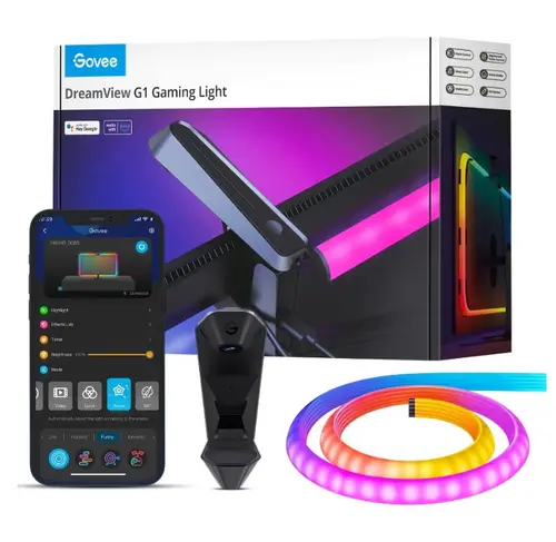 Kit Banda LED Govee DreamView G1 Gaming Light B604B311, RGBIC, 24inch-32inch, Voice Assistants, 4 moduri de iluminare