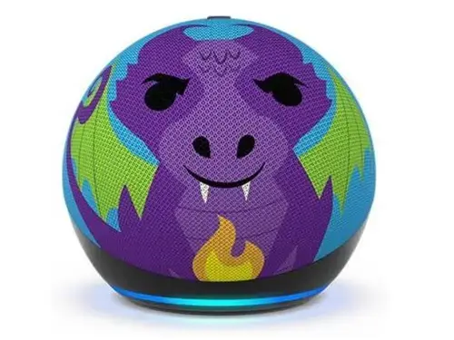 Boxa portabila Amazon Echo Dot 5th Gen Dragon Design, Wi-Fi, Bluetooth, Cu Asistent Personal Alexa (Multicolor)