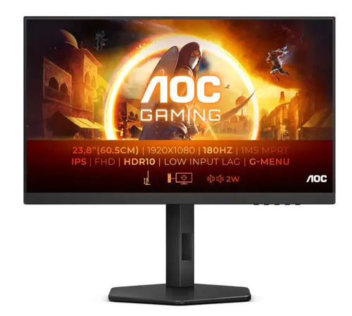 Monitor Gaming IPS LED AOC 27inch 27G4X, Full HD (1920 x 1080), HDMI, DisplayPort, Boxe, 180 Hz, 0.5 ms (Negru)