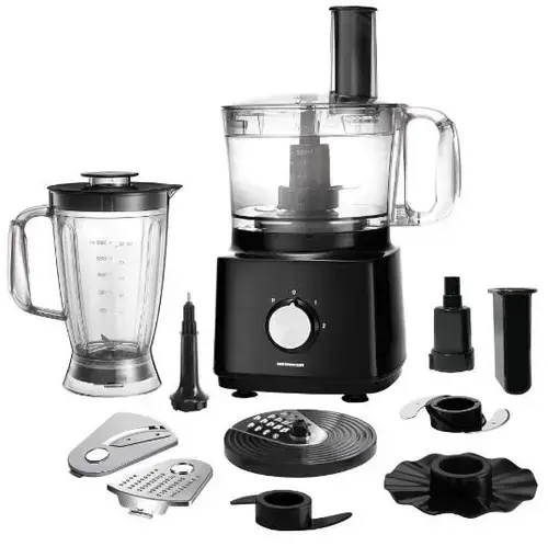 Robot de bucatarie Heinner HFP-750BK, 750W, Bol 1.2L, Blender 1.8L (Negru)