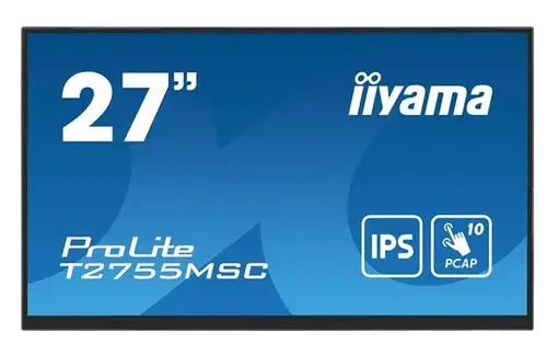 Monitor IPS LED Iiyama 27inch T2755MSC-B1, Full HD (1920 x 1080), HDMI, DisplayPort, Boxe, Touchscreen (Negru)