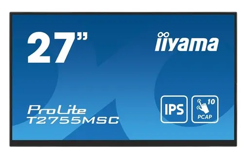 Monitor IPS LED Iiyama 27inch T2755MSC-B1, Full HD (1920 x 1080), HDMI, DisplayPort, Boxe, Touchscreen (Negru)