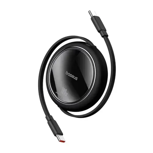 Cablu Baseus Free2Draw Mini, Retractabil, USB-C la USB-C, 100W, 1m (Negru)