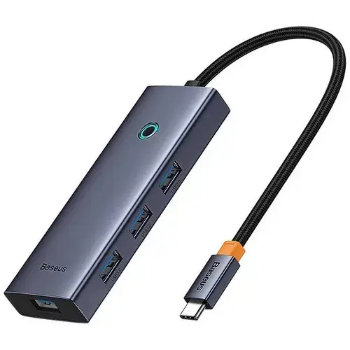 Hub Baseus UltraJoy 6-in-1, 2x USB-C , 1x HDMI, 4x USB 3.0, 1xPD, 100W (Gri)