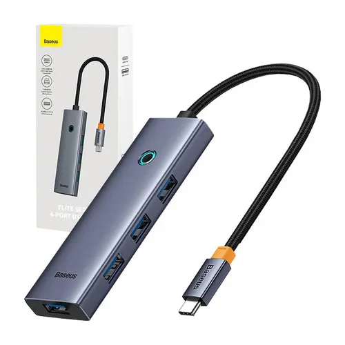 Hub USB Baseus UltraJoy, USB-C, 4x USB 3.0 (Gri)
