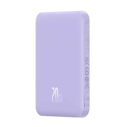 Acumulator extern Baseus Magnetic Mini Wireless, 5000 mAh, Incarcare rapida, 20W, cablu USB-C inclus (Violet)