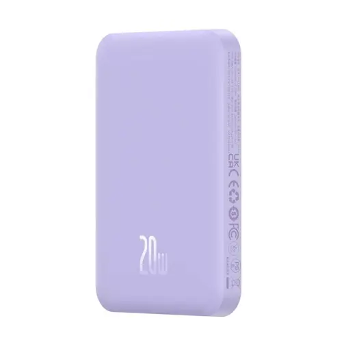 Acumulator extern Baseus Magnetic Mini Wireless, 5000 mAh, Incarcare rapida, 20W, cablu USB-C inclus (Violet)