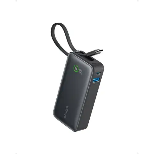 Acumulator extern Anker Nano 545, 10000 mAh, 30W, USB-C, USB-A, cablu USB-C incorporat (Negru)