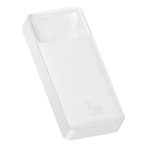 Acumulator extern Baseus Bipow Overseas Edition, 20000mAh, 15W, 2xUSB, 1xUSB-C, 1xMicroUSB, Indicator baterie (Alb)