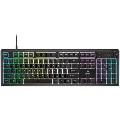 Tastatura gaming Corsair K55 CORE iCUE, rubberdome, ten-zone RGB, four dedicated media keys, responsive switches, 300ml spill resistance (Negru)