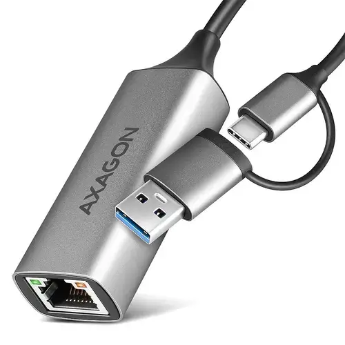 Adaptor placa de retea Axagon ADE-TXCA, USB 3.2 Gen 1, RJ-45 (Gri)