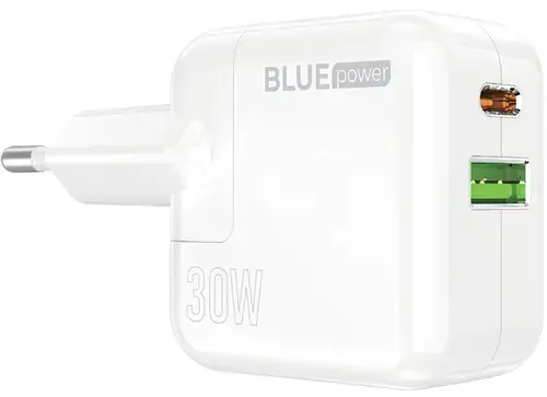 Incarcator Retea BLUE Power BC111A, 30W, 3A, 1 x USB-A - 1 x USB-C, Alb