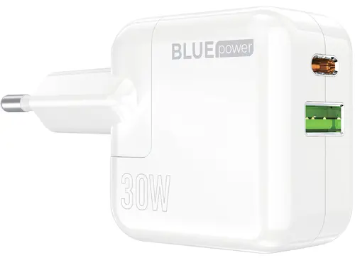 Incarcator Retea BLUE Power BC111A, 30W, 3A, 1 x USB-A - 1 x USB-C, Alb