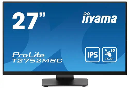 Monitor IPS LED iiyama 27inch T2752MSC-B1, Full HD (1920 x 1080), HDMI, DisplayPort, Boxe, Touchscreen (Negru)