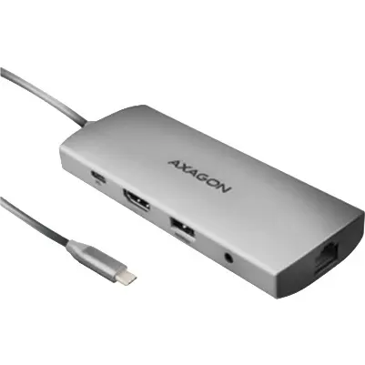 Hub USB Axagon HMC-8HLSA, HDMI, RJ-45, USB, SD/microSD, PD 100W (Argintiu)