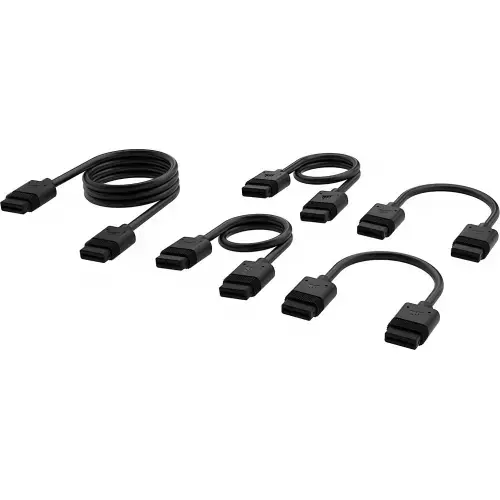 Kit cabluri Corsair iCUE LINK pentru ventilatoare, 1x 600mm, 2x 200mm, 2x 100mm (Negru)