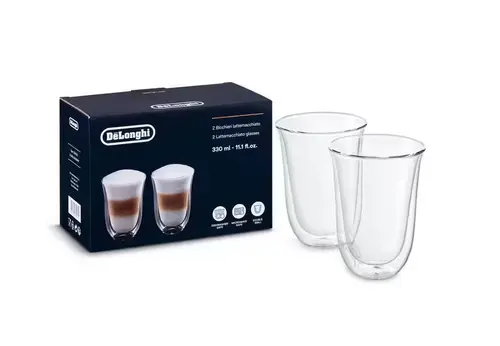 Set 2 pahare De'Longhi, Latte Macchiato, 330ml (Transparent)