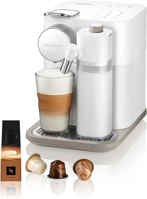 Espressor automat Nespresso De'Longhi EN 640.W Gran Lattissima, 1400 W, 1.3 L, 19 bar, Ecran Tactil, Sistem Rapid Cappuccino (Alb)