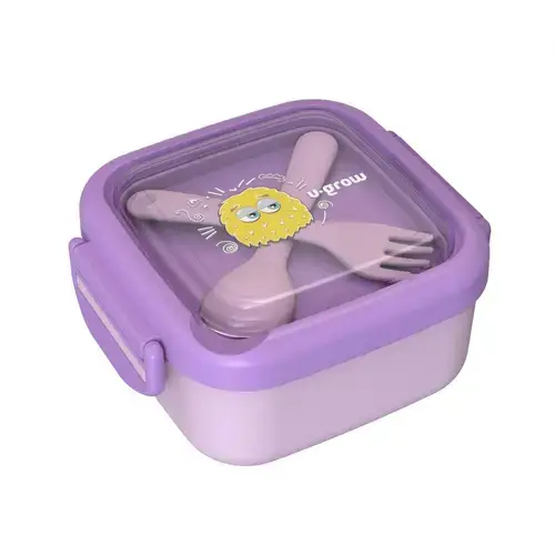 Caserola 2in 1 cu lingurita si furculita U-Grow A-1415PK, Mov