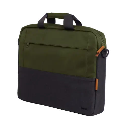 Geanta laptop Trust Lisboa 15.6inch, 2 compartimente, material POM, RPET Polyester, RPET, volum 2.1 L, Verde