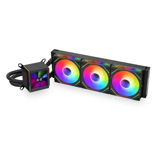 Cooler CPU Lian Li Galahad II LCD 360 SL-INF AIO, iluminare ARGB, 3x 120mm, 2100 rpm, PWM (Negru)