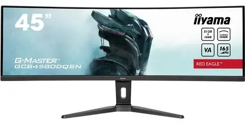 Monitor Gaming VA LED Iiyama 45inch GCB4580DQSN-B1, DQHD (5120 x 1440), HDMI, DisplayPort, Boxe, Ecran curbat, 165 Hz, 0.8 ms (Negru)