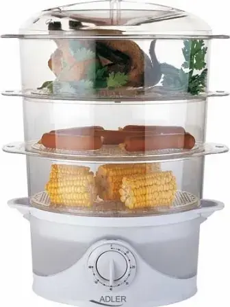 Aparat de gatit cu aburi Adler AD 633, 800W, 9l, alb