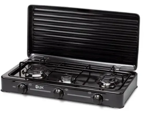 Plita de exterior LDK AMORFO 3 BLACK, Gaz, 3 arzatoare (Negru)