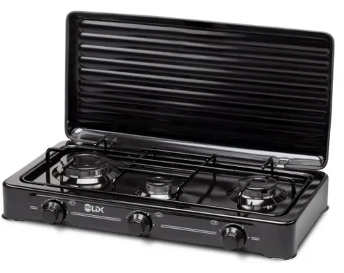 Plita de exterior LDK AMORFO 3 BLACK, Gaz, 3 arzatoare (Negru)
