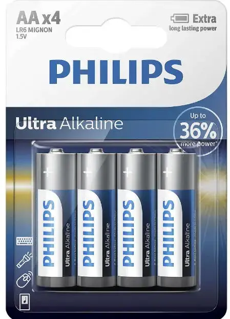 Baterii Philips Ultra Alkaline LR6E4B/10, AA, 4 buc