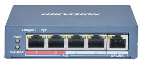 Switch Hikvision DS-3E0105P-E(B), 4 Porturi, PoE