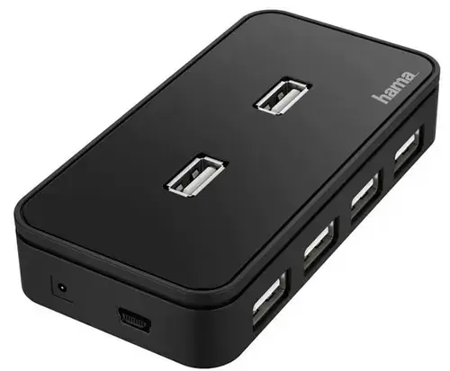 Hub USB Hama 200123, 7 Porturi, USB 2.0 (Negru)