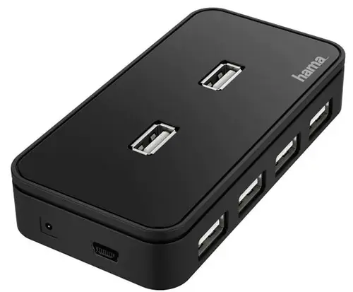 Hub USB Hama 200123, 7 Porturi, USB 2.0 (Negru)