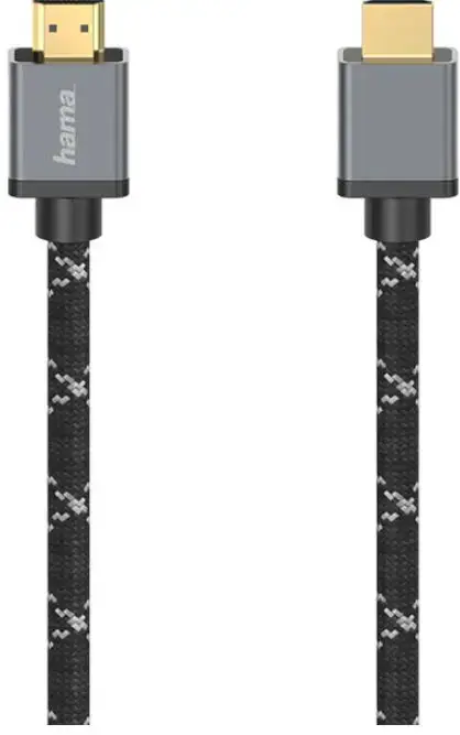 Cablu HAMA 205238, HDMI - HDMI, 1m, 8K HDR, placat aur (Negru/Gri)