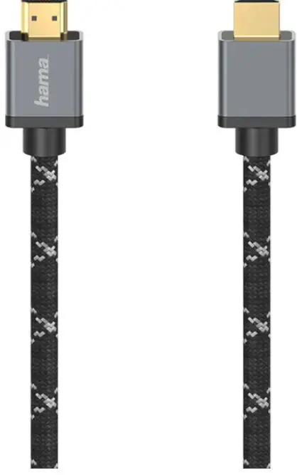 Cablu HAMA 205238, HDMI - HDMI, 1m, 8K HDR, placat aur (Negru/Gri)