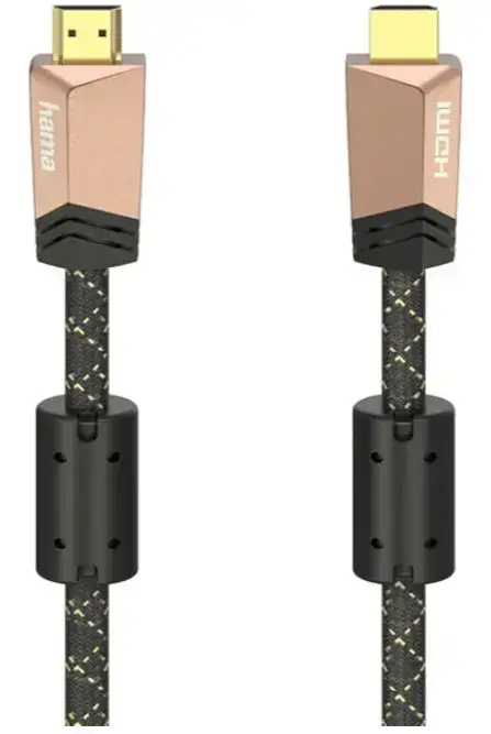 Cablu HAMA 205025, HDMI - HDMI, Ethernet, 1.5m, 4K HDR, placat aur (Negru)