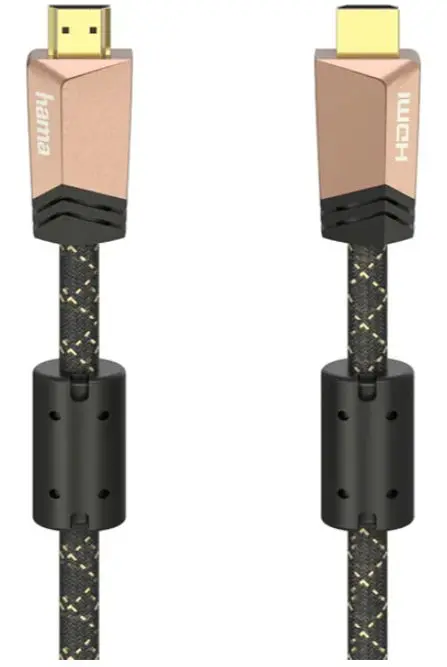 Cablu HAMA 205025, HDMI - HDMI, Ethernet, 1.5m, 4K HDR, placat aur (Negru)