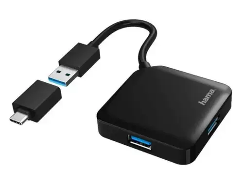 Hub USB Hama 200116, 2 x USB 3.0 (Negru)